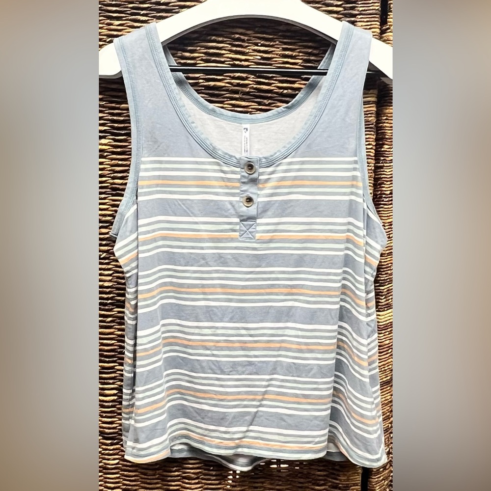 Kuhl Striped Tank Top - Blue and Tan- Solstice, Womens Large - Picture 1 of 9